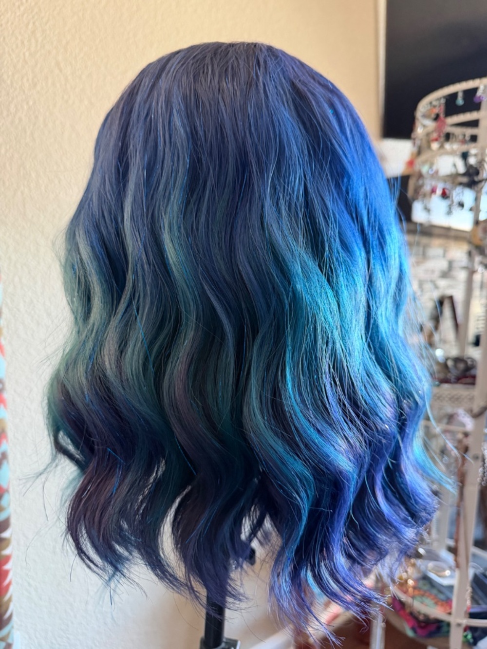 Imstyle Sparkly Blue Purple Wig Lace Curly with Tags - Mermaid Fairy Fantasy - Picture 4 of 5